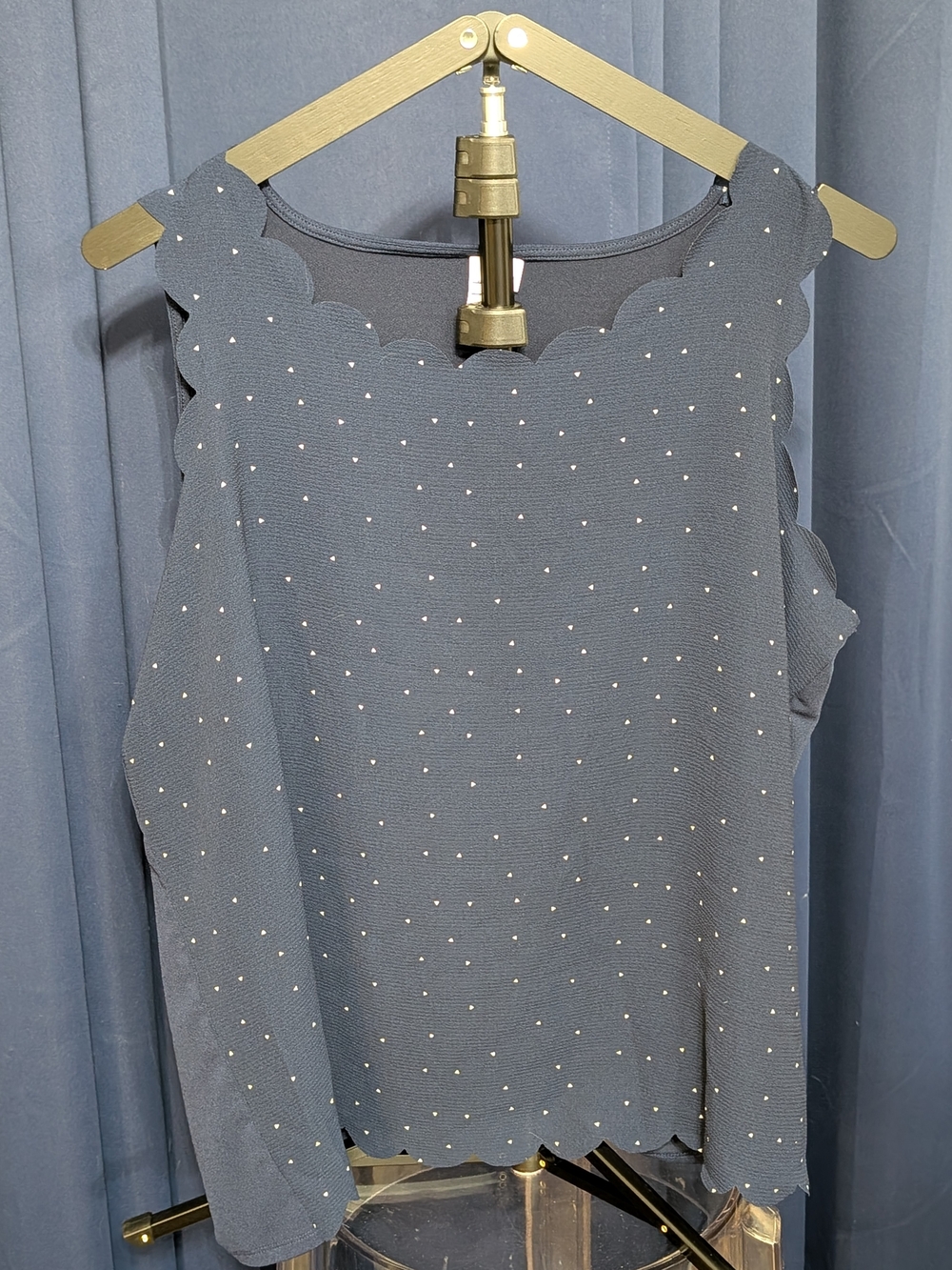 Elle Navy Scalloped Polka Dot Camisole